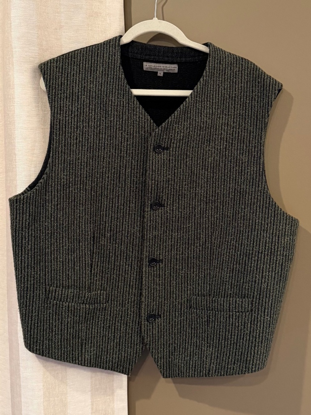 Le Collezioni Structure Vintage Wool Blend Vest Academia, Twee, Size XL